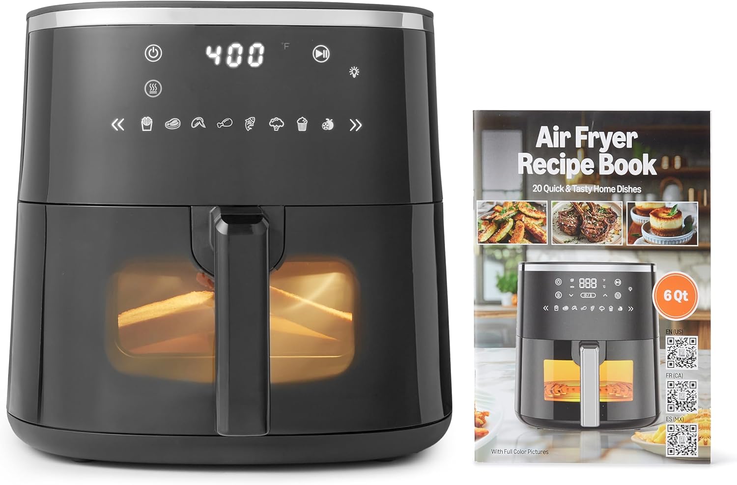 Amazon Basics 6-Quart Air Fryer with Easy View Window in Black
