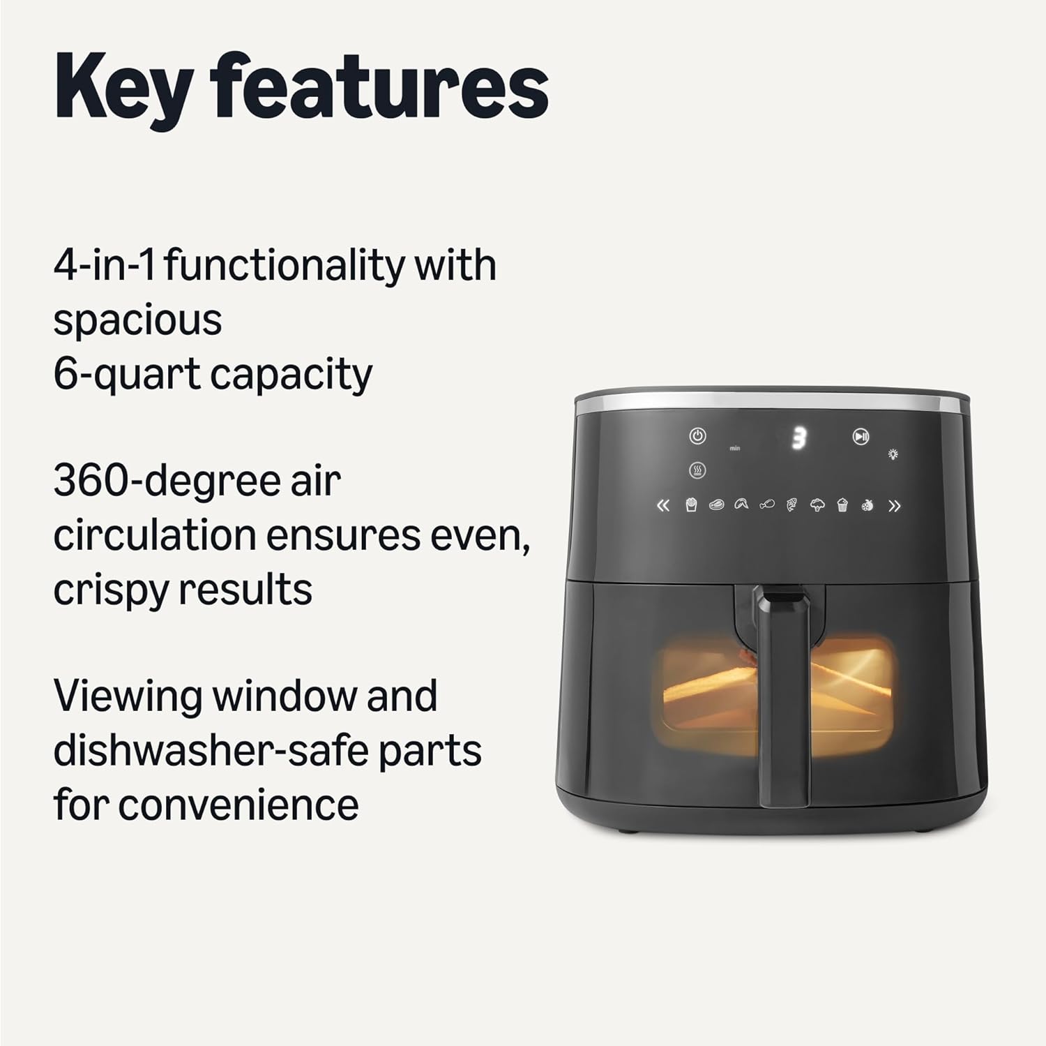 Amazon Basics Air Fryer — control panel