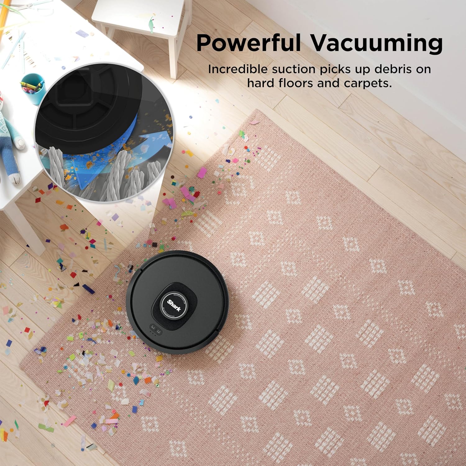 Shark AV2501S robot vacuum with self-empty base, front view
