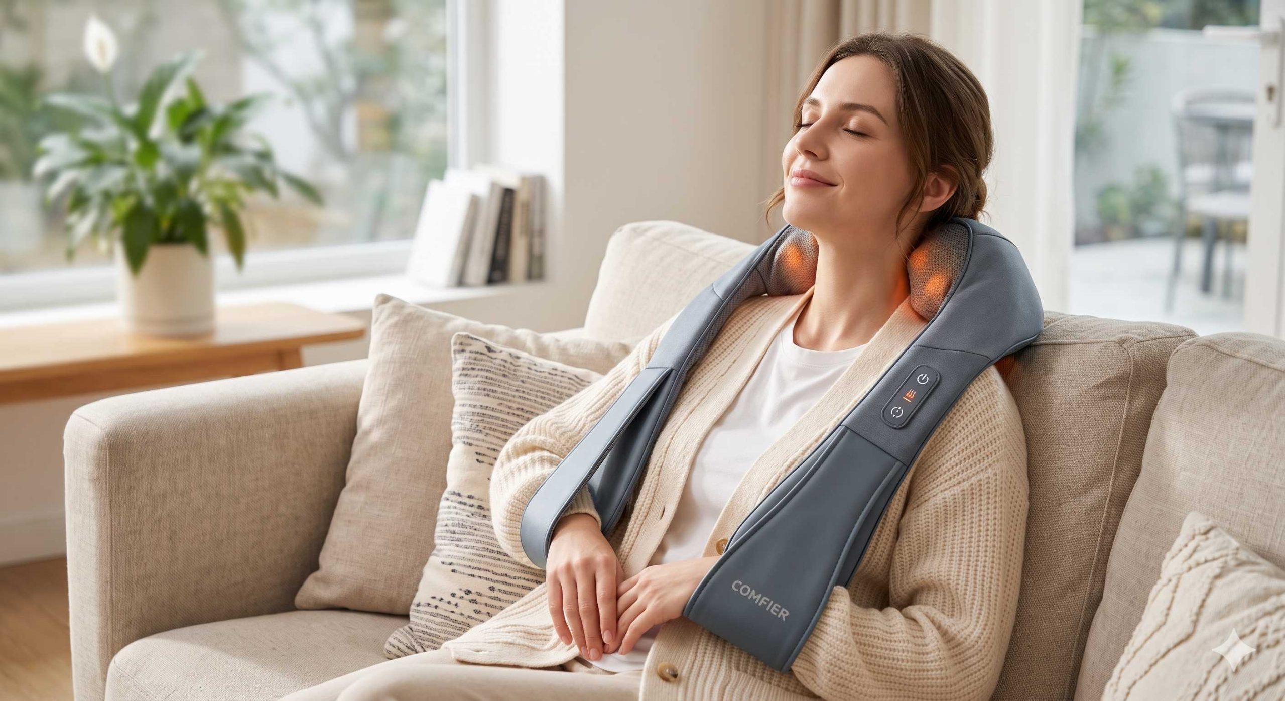 COMFIER Cordless Neck and Shoulder Massager with Heat (CF-6811) A Hands-Free 4D Shiatsu Wrap
