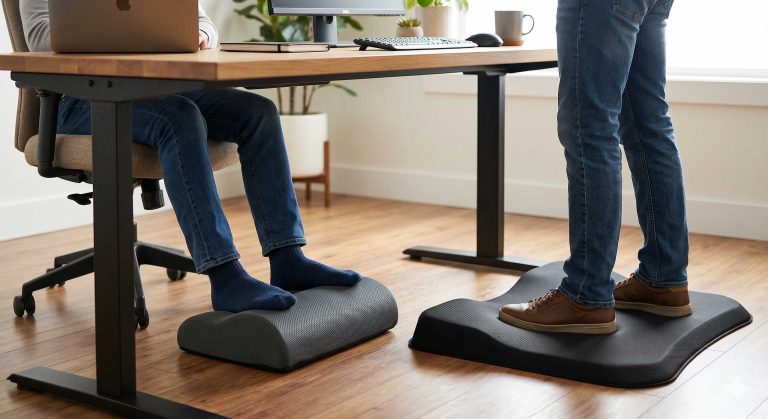 ComfiLife Foot Rest & Anti-Fatigue Mat Bundle Under-Desk Comfort for Sitting and Standing
