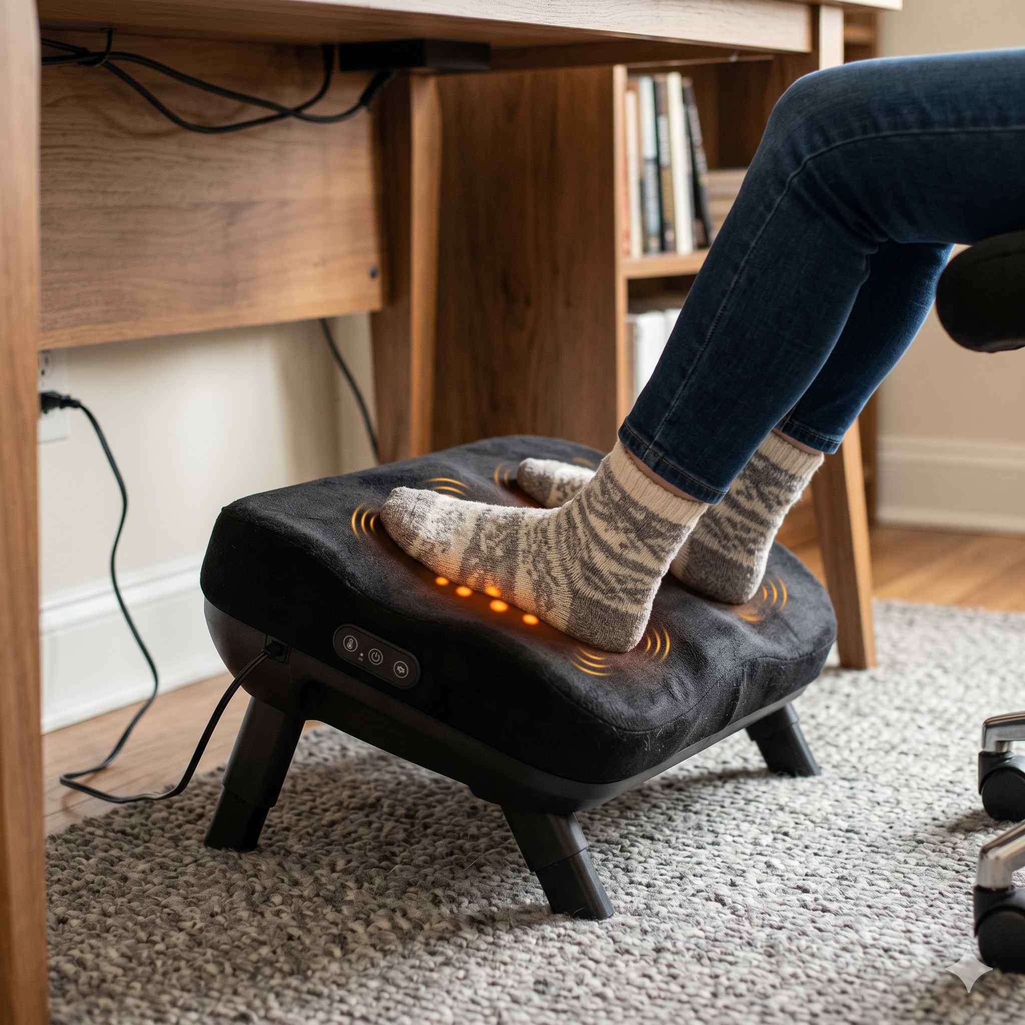 Comfier CF-5420B Heated Under-Desk Footrest with Vibration Massage and Adjustable Height
