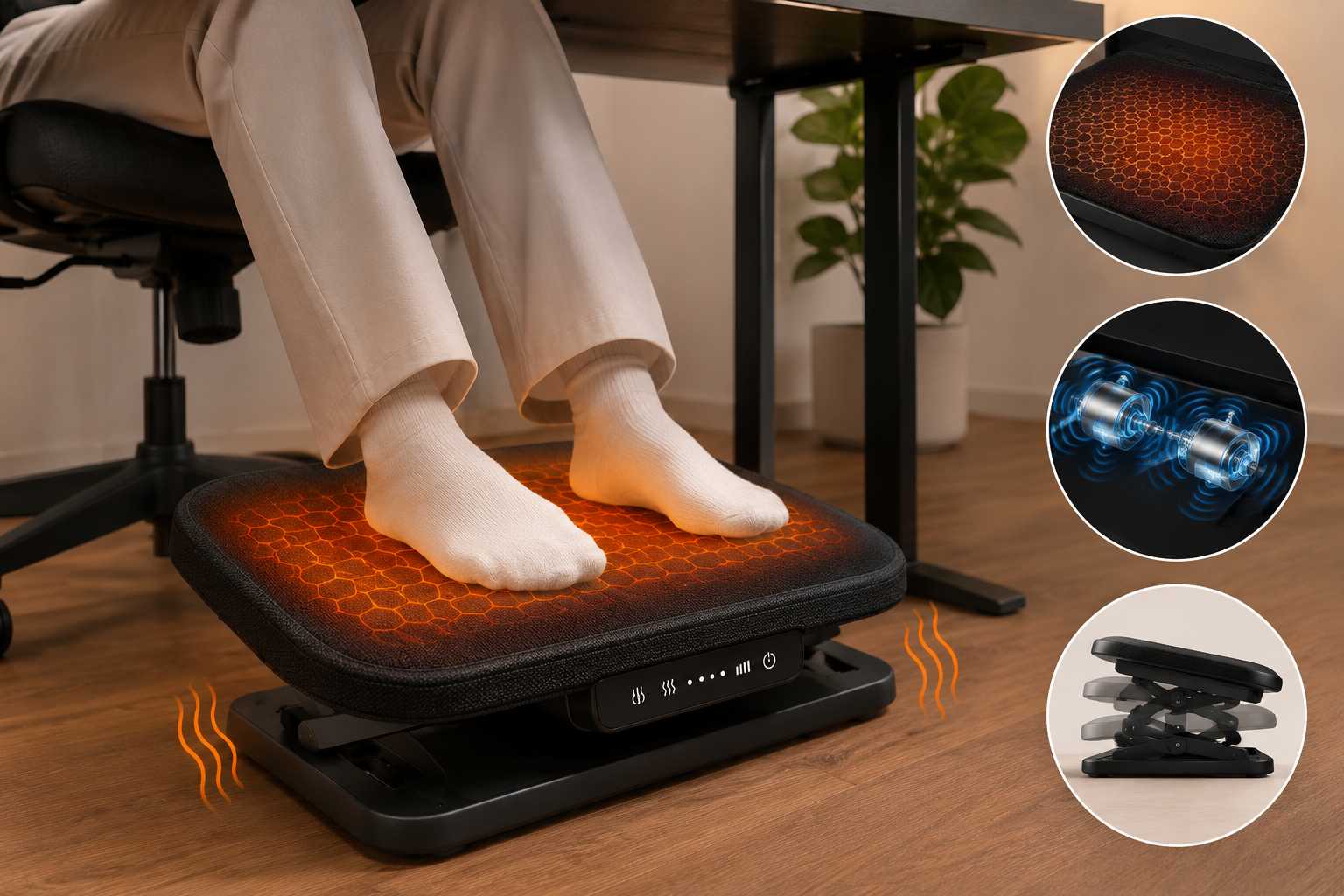 Comfier Under Desk Foot Rest Review Heated Graphene Footrest With Vibration and Adjustable Height