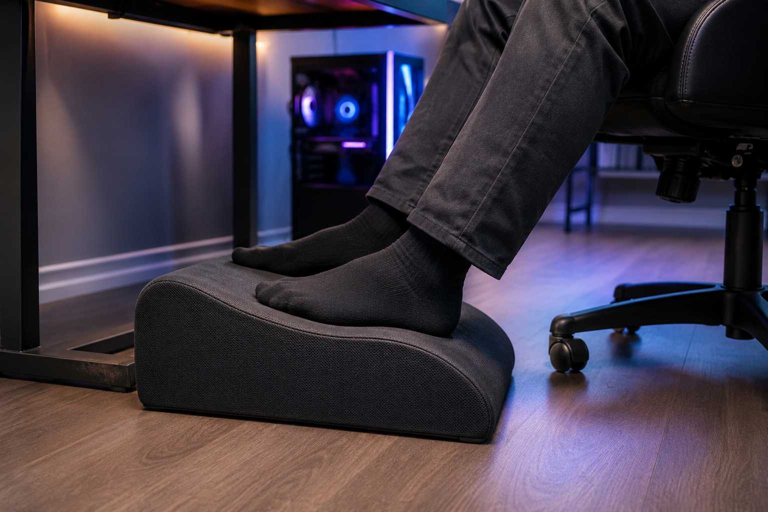 Everlasting Comfort Memory Foam Footrest Under-Desk Support for Office and Gaming