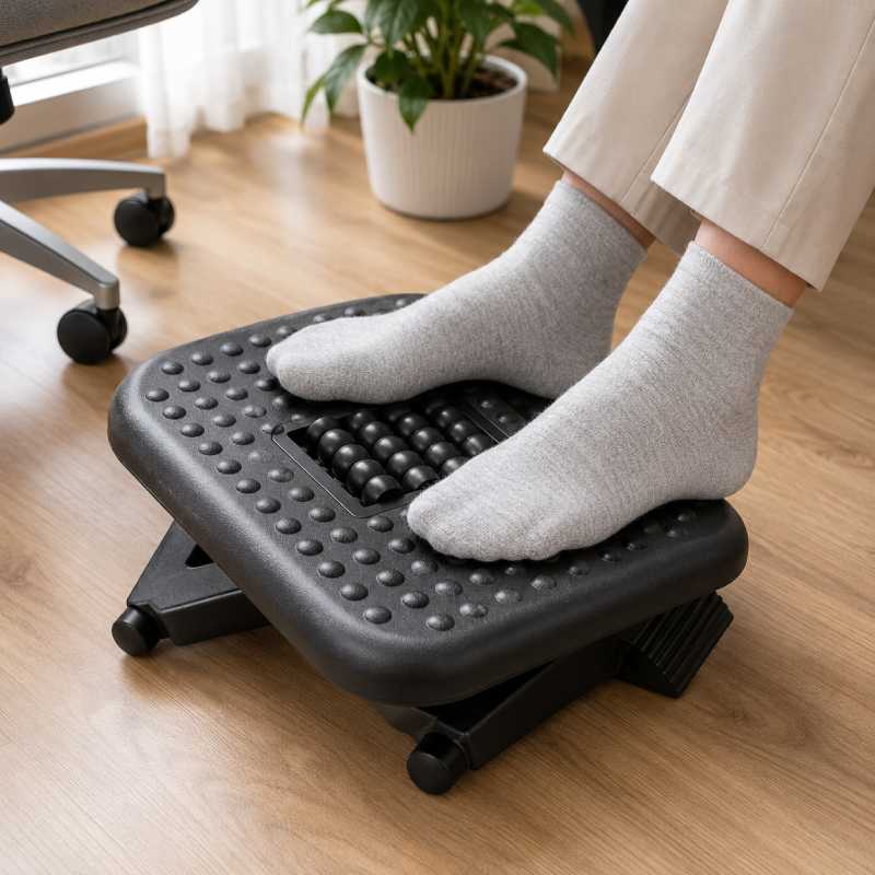 HUANUO Adjustable Under Desk Footrest with Massage Texture and Roller