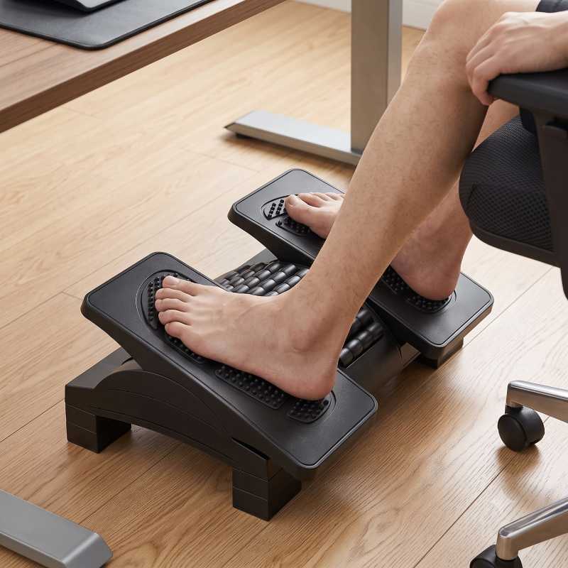 HUANUO Adjustable Under Desk Footrest with Massage Texture and Roller