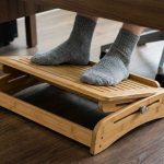 HUANUO Bamboo Under Desk Footrest with Adjustable Height & Angle