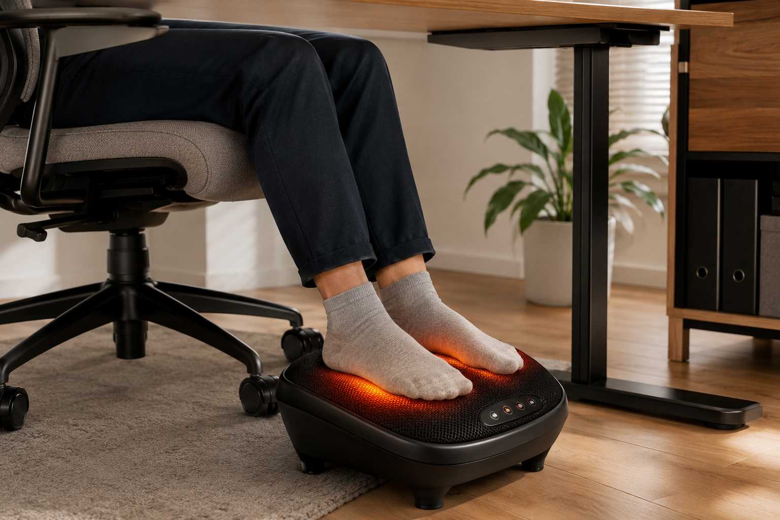 Snailax 535BLK Footrest Massager with Heat and Vibration