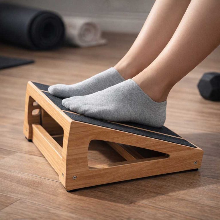 StrongTek Ergonomic Wooden Under Desk Footrest with Adjustable Heights