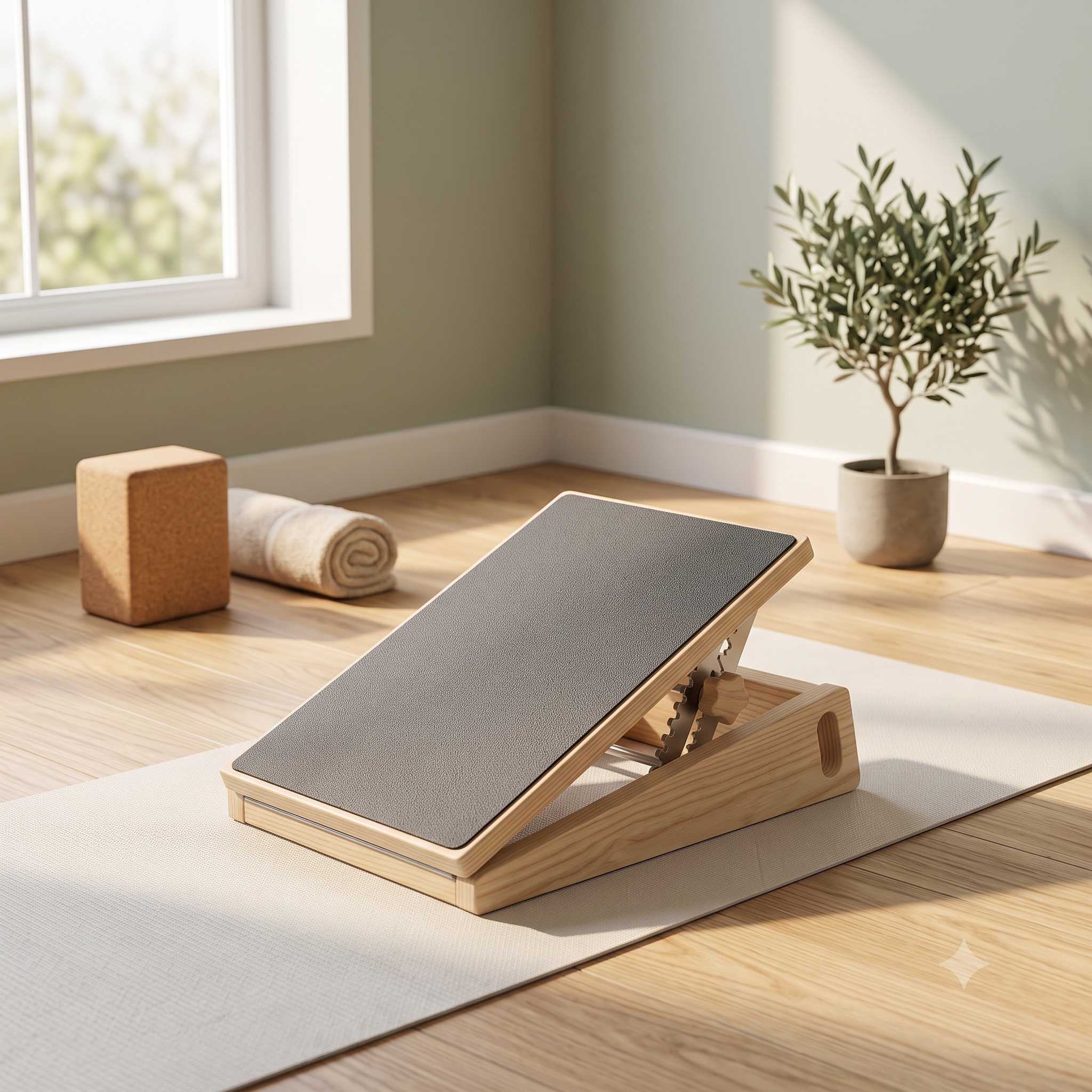 StrongTek Professional Wooden Slant Board and Adjustable Calf Stretcher